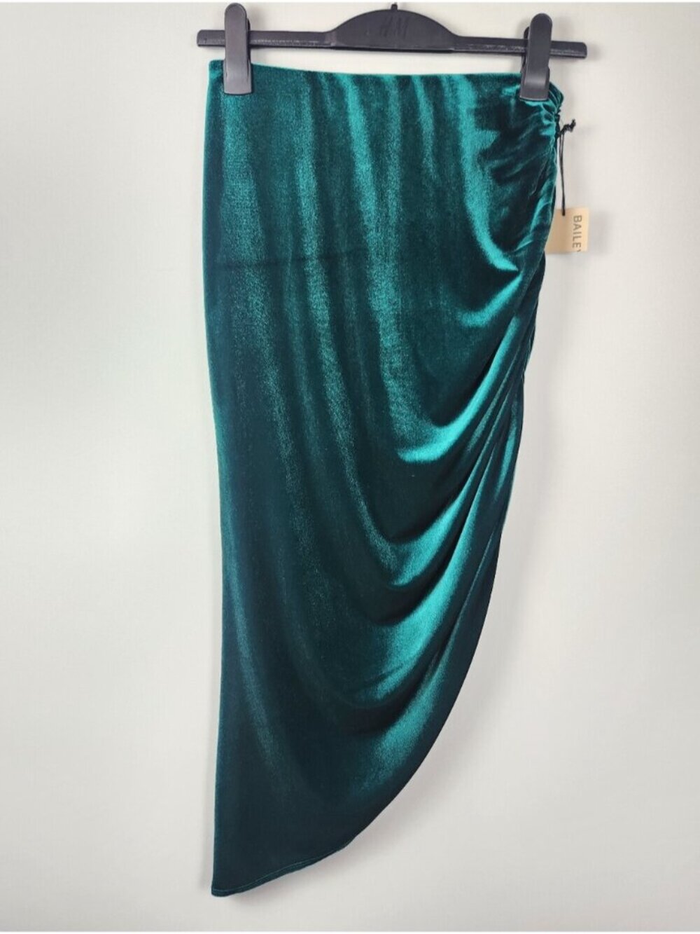 New Revolve Bailey 44 Green Velvet Ruched Skirt Size Small Stretchy Fairy - Picture 2 of 14